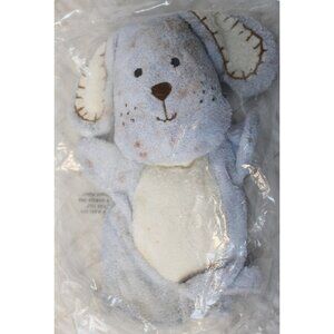 NEW Pottery Barn Kids Baby Washcloth Puppet Dog Blue Nursery Shower Gift Bath